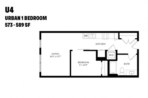Urban One Bedroom U4 573-589 SF - The Ballard Independent